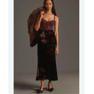 Anthropologie The Tilda Maxi Slip Skirt: Velvet Edition